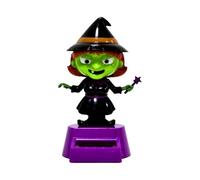 Halloween Car Decor, Witch Doll, Solar Shaking Ornament, Powered Head Desk Toy Figure, Fun Festive Design for Vehicle, Desktop, Home, Women, Men Display Material Resin Color Black