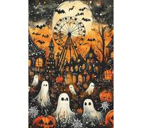 Halloween Carnival Notebook | 6 x 9 College Ruled Journal | 120 Pages | Matte Cover | Vintage Haunted Village & Pumpkin Moon Writing Notebook for School, Work, Journaling & Halloween Gifts #1