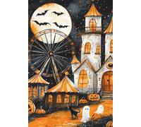 Halloween Carnival Notebook | 6 x 9 College Ruled Journal | 120 Pages | Matte Cover | Vintage Haunted Village & Pumpkin Moon Writing Notebook for School, Work, Journaling & Halloween Gifts #3