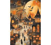 Halloween Carnival Notebook | 6 x 9 College Ruled Journal | 120 Pages | Matte Cover | Vintage Haunted Village & Pumpkin Moon Writing Notebook for School, Work, Journaling & Halloween Gifts #2