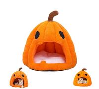 Halloween Cat Bed, Pumpkin Cat Bed, 2025 Cute Pumpkin Shape Cats Cave, Cave Beds with Removable Cushion for Cats Small Dogs (1)