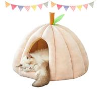 Halloween Cat House, Pumpkin Cat Bed, Cute Pumpkin Shape Cats Cave Bed Cats Tent with Removable Cushion, for Indoor Kitte and Small Dogs (Pink,S)