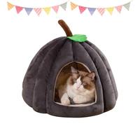 Halloween Cat House, Pumpkin Cat Bed, Cute Pumpkin Shape Cats Cave Bed Cats Tent with Removable Cushion, for Indoor Kitte and Small Dogs (Gray,L)