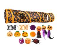 Halloween Cat Tube - Interactive Colapsible Tunnel Cave | Fun Pumpkin-Themed Hideaut for Curious Kittens, Foldable Playground for Indoor Felines, Rolling Ball Entertainment Toy Encouraging Explore
