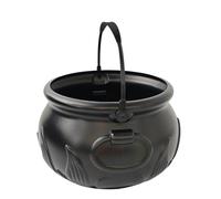 Halloween Cauldron - ABS 25x16.5cm | Witch Cauldron | Black Serving Pot Decorative Candy Beverage Bucket Table Decor Spooky Party Container For Yard Home Kitchen Indoor Outdoor Events