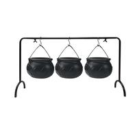 Halloween Cauldron Bowl - Witches Cauldron Kettle Pot Set | 3 PC Calderos negros con rack | Cuenco de caramelos de Halloween, decoración de de brujas, tarro de poción, decoración del hogar