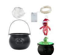 Halloween Cauldron Con Luces - Cauldron Halloween Decor | Disfraces Oscuros Para Niños | Cauldron Negro Con Luces LED | Construcción Robusta Objetos De Miedo Para La Entrada, Fiesta De Halloween