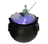 Halloween Cauldron - Kesel | Cauldoni Decoración de Halloween con Esqueleto Y Luces LED | Pequeña concha de Negra Girando, Objetos de Escena Espeluznantes para Cocinas de Cama de Cama D
