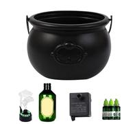 Halloween Cauldron - Witchy Diffuser Pot | Halloween Candy Bowl | Decoración burbujeante Con Botellas De Poción Flotante, Pieza De Vacaciones Negra Espeluznante, Efecto De Vapor Fantasy De Cocina