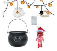 Halloween Cauldron with Lights | Black Cauldron with LED Lights | Sturdy Construction Scary Props for Entrance Mesa, Halloween Party, TV Gabinet, and Fireplace | Halloween Decor for Ambiance