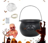 Halloween Cauldron with Lights | Black Cauldron with LED Lights | Sturdy Construction Scary Props for Entrance Mesa, Halloween Party, TV Gabinet, and Fireplace | Halloween Decor for Ambiance