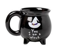 Halloween Ceramic Witch Cauldron Mug - Yes I am Witch Coffee Cup | Potion Cauldron Mug | Halloween Spooky Beverage Cups for Hot Cold Drink Tea Latte Juice Tabletop Kitchen Office Living Room Holiday