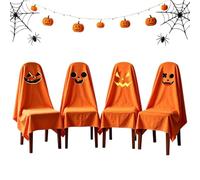 Halloween Chair Covers Set | 4 Pieces Decorative Ghost Pumpkin Seat Wrap