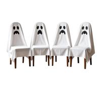 Halloween Chair Covers Set - 4 Pieces Decorative Ghost Pumpkin Seat Wrap