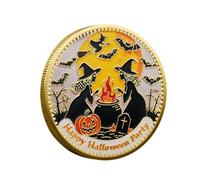Halloween Challenge Coin - Moneda Happy Halloween chapada en Oro, Happy Halloweenn | Monedas Decorativas de Buena Suerte, Monedas de desafío para coleccionistas Family Entryway Fiest Friends