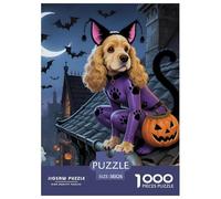 Halloween: Cocker Spaniel Americano Puzle 1000 Piezas Perro Mascota - Desafío Decorativo, Mindfulness En Pareja, Póster 1:1, 38x26cm/1000pcs