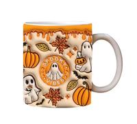 Halloween Coffee Cup - Haunted Pumpkin Ceramic Tumbler, Ghost Design Tug | Halloween Holiday Drink taza para whisky, cerveza, vino, sopa, accesorio de cocina de otoño divertido, copa de celebración e