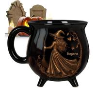 Halloween Coffee Cups - 350 ml Witch Cat Ceramic Breakfast Cup | Cauldron Mug Novelty Gothic Decorative Cauldrron Halloween Mug for Women Tea Lovers Family Sisters Friends Kitchen Coffee Time Home