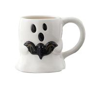 Halloween Coffee Mug, Ghost Ceramic Cup, Cute Drinkware for Spooky Decor, Holiday Party Favor Accent, Table Bedroom Shelf Kitchen Desk Display, Fun Gift Kids Adults Guests, White