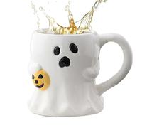 Halloween Coffee Mug, Gothic Ceramic Tea Cups, 10.4 Inches 400ml Comfort Cute Spooky Mug with Handle, Fall Drinkware for Party, Cup for Home Café Offices, Black White