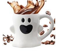 Halloween Coffee Mug, Gothic Ceramic Tea Cups, 10.4 Inches 400ml Comfort Cute Spooky Mug with Handle, Fall Drinkware for Party, Cup for Home Café Offices, Black White