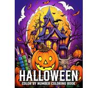 Halloween Color By Number Coloring Book: Halloween Color By Number Coloring Book 50 Easy Autumn Halloween Coloring Book for Adults Featuring Animals, Skulls, Pumpkins, Fall Designs.