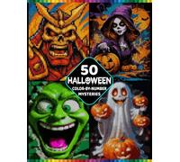 Halloween Color by Number Mysteries: Reveal 50 Hidden Halloween Scenes with 4 Unique Shapes, Easy Master Color Palette, Relaxing Mystery Mosaic Coloring Book for Adults & Teens