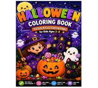 Halloween Coloring Book for Kids Ages 3-8: 52 Cute & Easy Halloween Coloring Pages Featuring Friendly Pumpkins, Ghosts, Witches, Black Cats, Bats, Dracula, Haunted Houses & Fun Halloween Treats