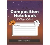 Halloween Composition Notebook College Ruled: Spooky Cute Purple & Black Cover Design for School, Journaling, or Office Notes | 7.5 x 9.25 Inch, 110 Pages, Perfect Back to School Gift