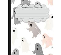 Halloween Composition Notebook - Wide Ruled - 110 Pgs - 7.5 x 9.25 - Ooh Ghost Pattern for Kids, Students & Teachers: Whimsical Ghost Print Journal ... Class Notes, Journaling, and Autumn Writing