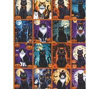 Halloween Composition Notebook Wide Ruled Spooky Cats and Pumpkins Fall Aesthetic: 100 Pages Lined Paper with Field for School, Work, Office, Adults, Teens, Kids
