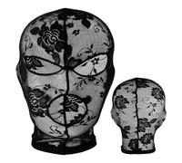 Halloween Costume: Fashionable Hollow Black Facial Accessory, Featuring A Lace Face Hood Designed For Women And Girls. Ideal For Halloween Festivals, Themed Photoshoots, Cosplay Events, And Home Or Ga