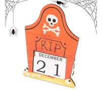 Halloween Countdown Calendar, 2025 Wooden Block Display, 14.5x10x3.4cm/5.71x3.94x1.34 inches Adjustable Holiday Decor Craft for Kitchen, Party, Bedroom, Classroom, Teens, Vacation Setup
