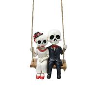 Halloween Couples Skeleton Swing Ornament, Resin Halloween Couple Figurines, Spooky Romantic Design, 2.76x2.09x3.31 inches, Ideal for Courtyard, Gate, Autumn Eaves, Patio, Festival, Yard Decoration
