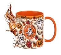 Halloween Cup, 350ml Whimsical Coffee Mug, Aesthetic Ceramic Drinkware 3.74x3.74x3.15 inches, Sturdy Heat Resistant Design, Festive Kitchen Accessory for Home, Party, Autumn, Holiday Season