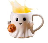 Halloween Cup, Cute Halloween Ghosts Ceramic Mugs, 5.51x4.13x3.46 Inches Ceramics Drinking Glass with Handle, Smooth Glazed Exterior, Fun Ghost Design for Home, Birthday, Christmas, Adults, Kids