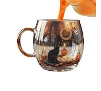 Halloween Cups - Haunted Path Glass Coffee Cups, Beverage Containers Party Supplies | Festive Drinkware For Home Kitchen, Restaurant, Counter, Farmhouse, Apartment, Hotel, Holiday Celebration