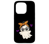 Halloween Cute Ghost Girl Eyeglasses Ghost Woman Glasses Carcasa para iPhone 15 Pro