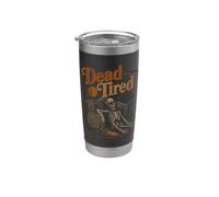Halloween Dead Tired Skeleton Café Vintage Halloween Vaso térmico de acero inoxidable de doble pared
