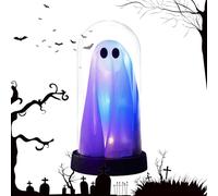 Halloween Decor - Lámpara decorativa de noche de fantasma, 19 cm, color blanco y brillante, poliestireno, poliéster para cocina, contadores, manteles