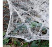 Halloween Decoración Telaraña, 200g Telaraña Elástica con 60 Arañas Falsas, estirables para telaraña de araña