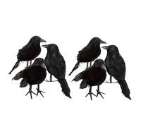 Halloween Decoration - Artificial Crow with Feathers (pack Of 6)