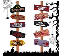 Halloween Decorations Outdoor - 11.02 Inches 10 Piece Photo Booth Props for Party Fun, Lawn Display with Horror Theme, Spooky Accessories for Garden, Wall, Courtyard, Carnival, Black Orange, Holiday