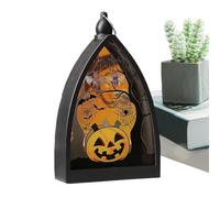 Halloween Decorations, Skull Lantern, 3.7x1.97x6.38 Inches Pumpkin Light, Spooky Themed Table Lamp, Battery Operated Centerpiece, for Indoor Setup, Outdoor Garden Patio, Fireplace Desk Porch Display