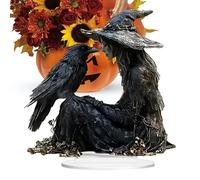 Halloween Desk Decor, 2D Acrylic Indoor Tabletop Sign 5.91x5.91x0.39 inches, Gothic Witch Crow Ornament for Dorm, Nightstand, Studio, Shelf, Bathroom, Car, Kitchen, Home, Bedroom, Table Display