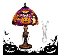 Halloween Desk Lamp, Resin Gothic Light, Ghost Pumpkin with LED Horror Decor, Spooky Table Accessory, Home Bedroom Bookshelf Nightstand, Premium Quality Party Decoration for Indoor Outdoor Display
