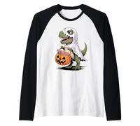 Halloween Dinosaurio Fantasma Calabaza Tyrannosaurus Rex Camiseta Manga Raglan