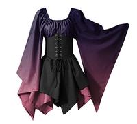 Halloween Disfraces Vestido De Fiesta Medievales Mujer Color Sólido Gótico para Vestidos Clásico Ceremonia Cosplay #716A