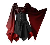 Halloween Disfraces Vestido De Fiesta Medievales Mujer Color Sólido Gótico para Vestidos Clásico Ceremonia Cosplay #716A