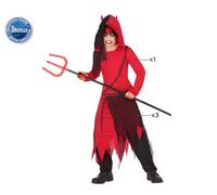 Halloween Disfraz Demonio Niño Infantil para Hombre 7-9 Años, Túnica con Capucha Rojo y Negro, Perfecto para Fiesta de Halloween y Noche de Brujas